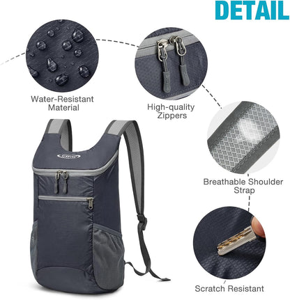 10L Lightweight Packable Hiking Backpack, Nylon Daypack Daily Travel | Water-Resistant Nylon, Weighing Only 4.59oz, Comfortable, Hiking, Travel, Cycling, Small Foldable Unisex Daypack (Blue)