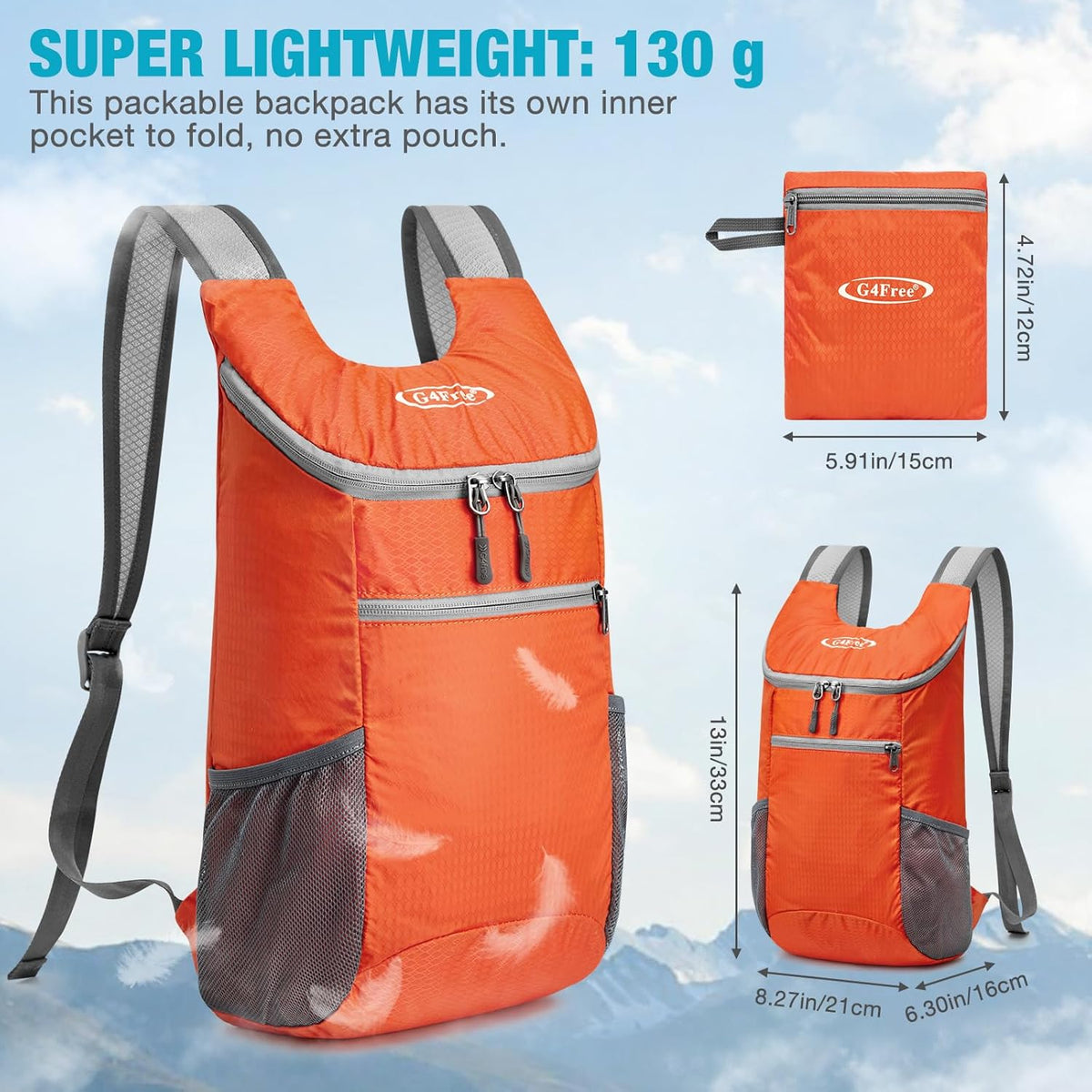 10L Lightweight Packable Hiking Backpack, Nylon Daypack Daily Travel | Water-Resistant Nylon, Weighing Only 4.59oz, Comfortable, Hiking, Travel, Cycling, Small Foldable Unisex Daypack (Blue)