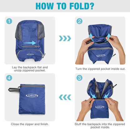 10L Lightweight Packable Hiking Backpack, Nylon Daypack Daily Travel | Water-Resistant Nylon, Weighing Only 4.59oz, Comfortable, Hiking, Travel, Cycling, Small Foldable Unisex Daypack (Blue)