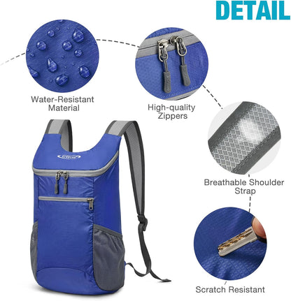 10L Lightweight Packable Hiking Backpack, Nylon Daypack Daily Travel | Water-Resistant Nylon, Weighing Only 4.59oz, Comfortable, Hiking, Travel, Cycling, Small Foldable Unisex Daypack (Blue)