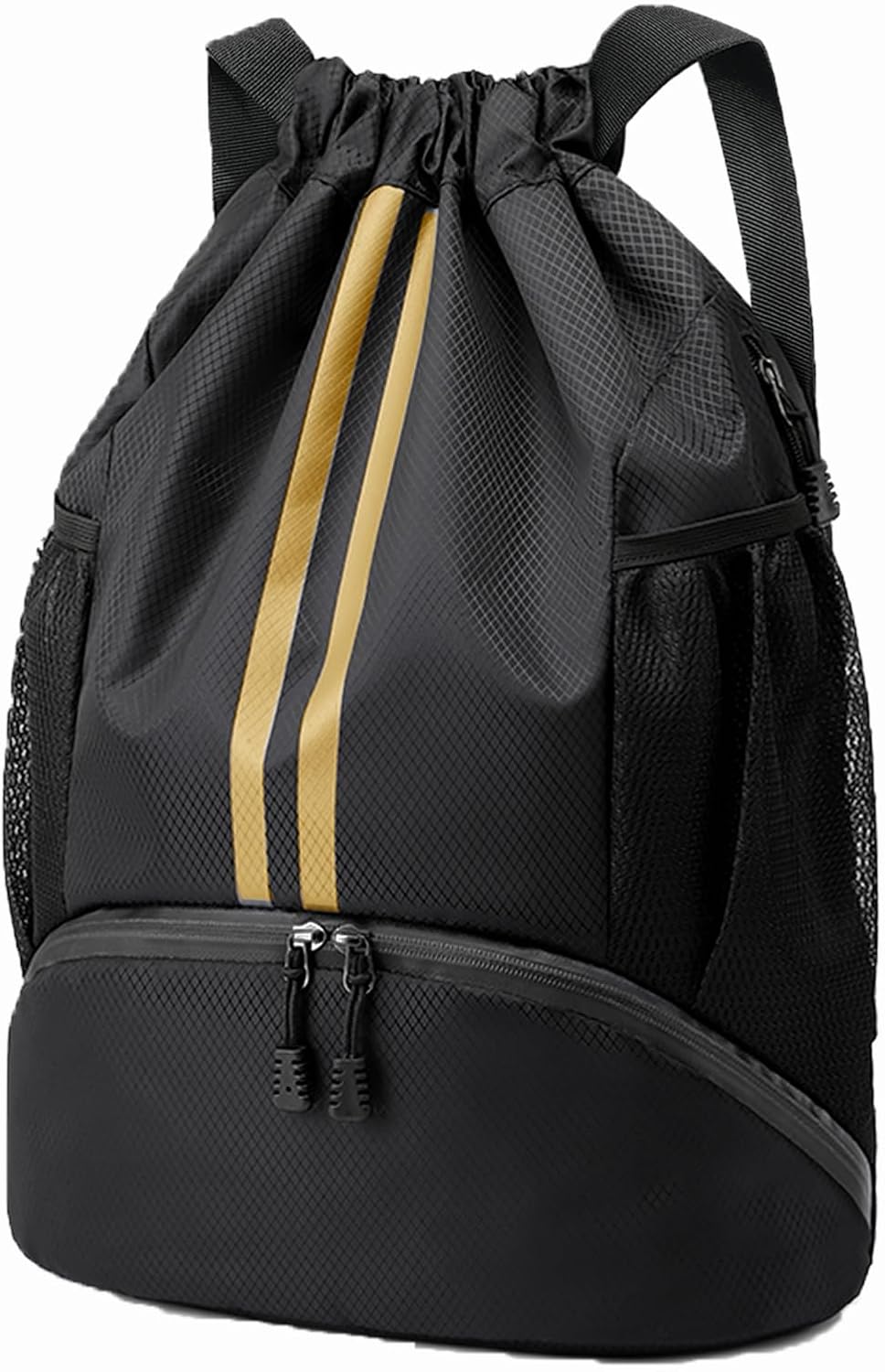 Sports Drawstring Backpack - String Swim Gym Bag with Shoes Compartment and Wet Proof Pocket for Women and Men