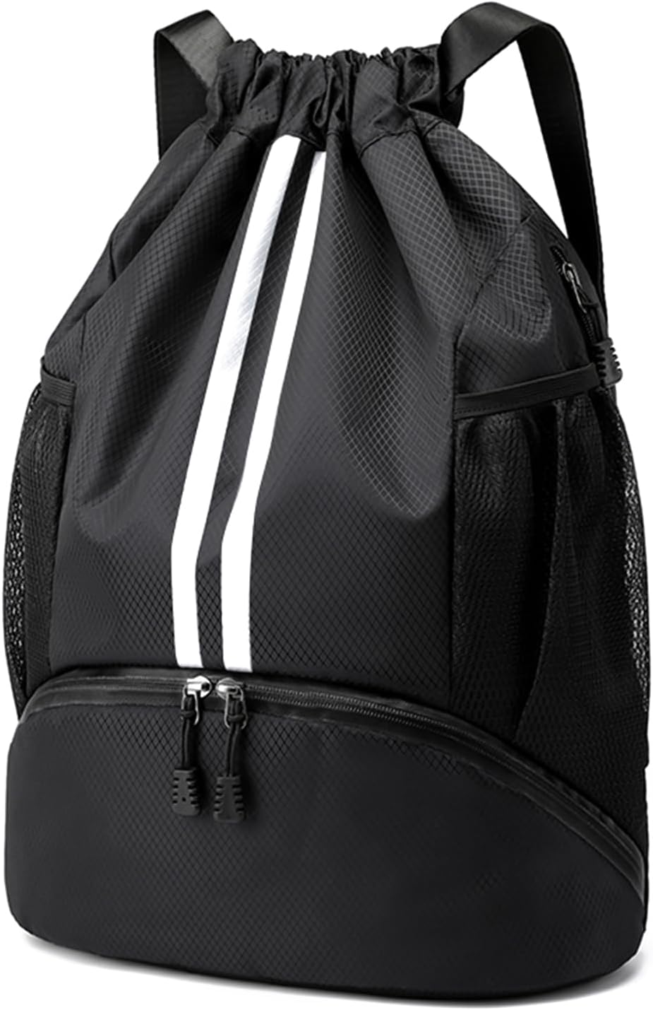 Sports Drawstring Backpack - String Swim Gym Bag with Shoes Compartment and Wet Proof Pocket for Women and Men