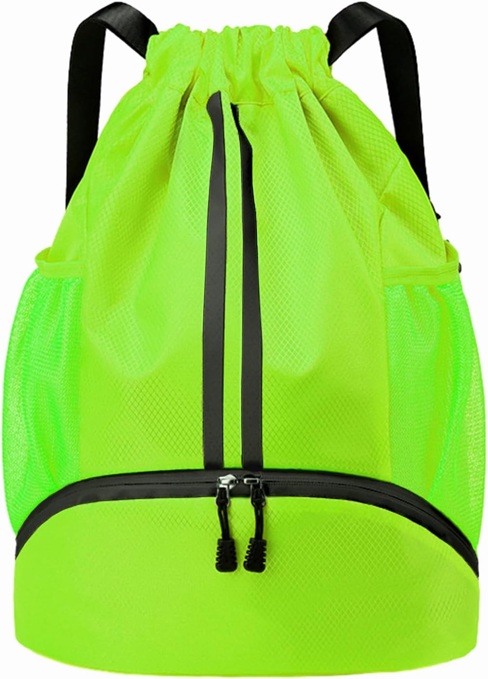 Sports Drawstring Backpack - String Swim Gym Bag with Shoes Compartment and Wet Proof Pocket for Women and Men