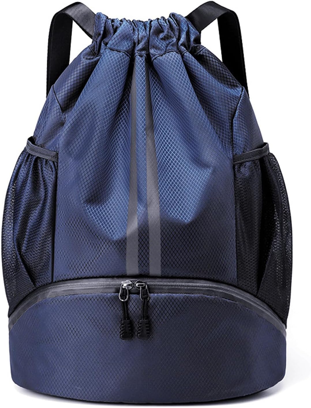 Sports Drawstring Backpack - String Swim Gym Bag with Shoes Compartment and Wet Proof Pocket for Women and Men