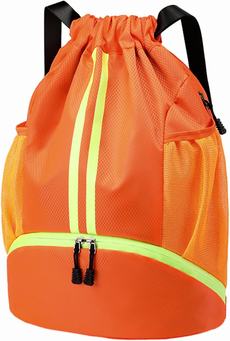 Sports Drawstring Backpack - String Swim Gym Bag with Shoes Compartment and Wet Proof Pocket for Women and Men