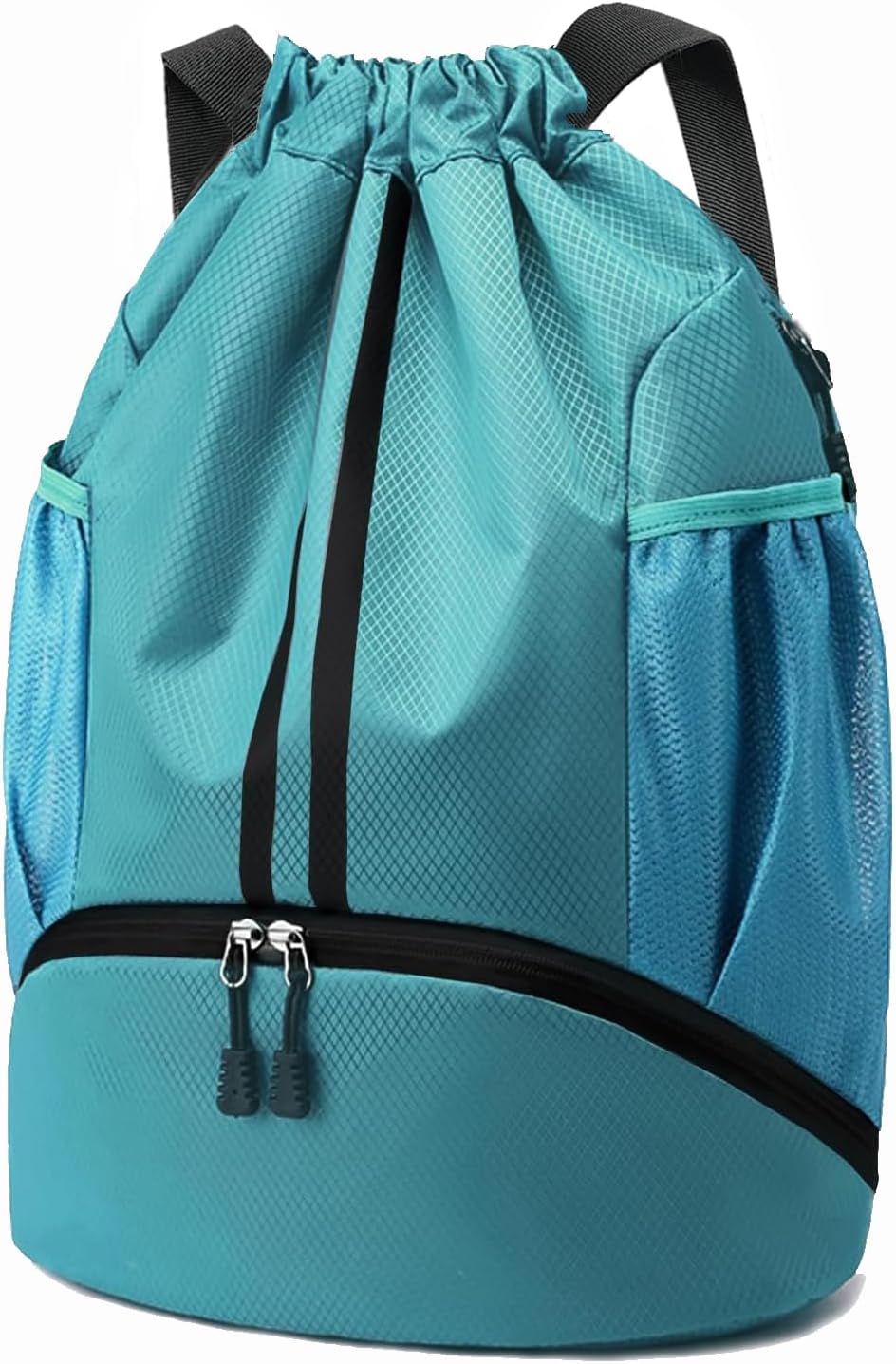Sports Drawstring Backpack - String Swim Gym Bag with Shoes Compartment and Wet Proof Pocket for Women and Men