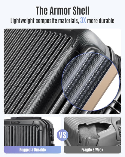 Carry On Luggage 22x14x9 Airline Approved, Dark Green | Airline Approved, Hard Shell with Wheels, Expandable Hardside, Lightweight, TSA Lock