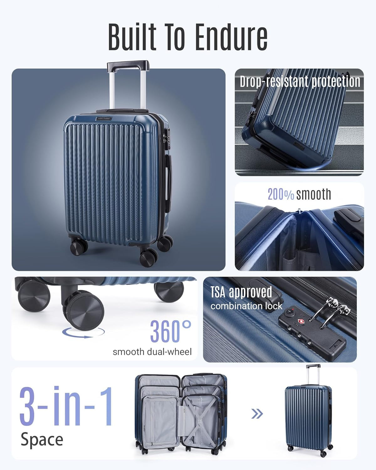 Carry On Luggage 22x14x9 Airline Approved, Dark Green | Airline Approved, Hard Shell with Wheels, Expandable Hardside, Lightweight, TSA Lock