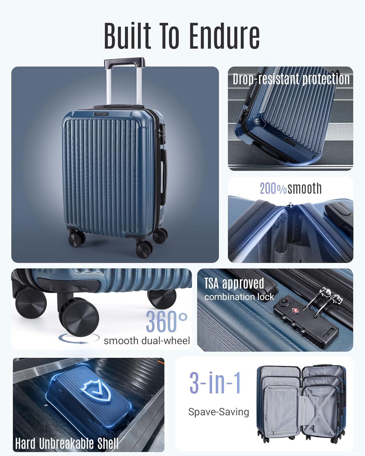 Carry On Luggage 22x14x9 Airline Approved, Dark Green | Airline Approved, Hard Shell with Wheels, Expandable Hardside, Lightweight, TSA Lock