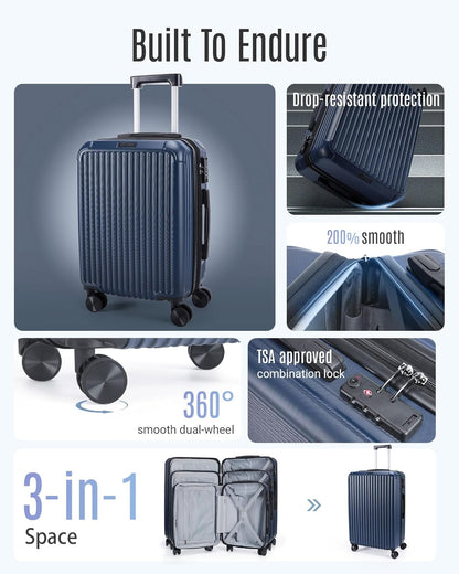 Carry On Luggage 22x14x9 Airline Approved, Dark Green | Airline Approved, Hard Shell with Wheels, Expandable Hardside, Lightweight, TSA Lock