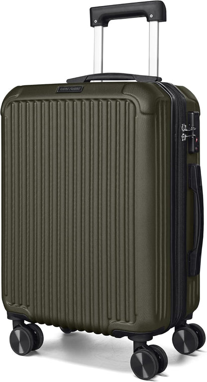 Carry On Luggage 22x14x9 Airline Approved, Dark Green | Airline Approved, Hard Shell with Wheels, Expandable Hardside, Lightweight, TSA Lock