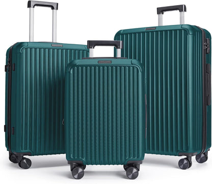 Carry On Luggage 22x14x9 Airline Approved, Dark Green | Airline Approved, Hard Shell with Wheels, Expandable Hardside, Lightweight, TSA Lock