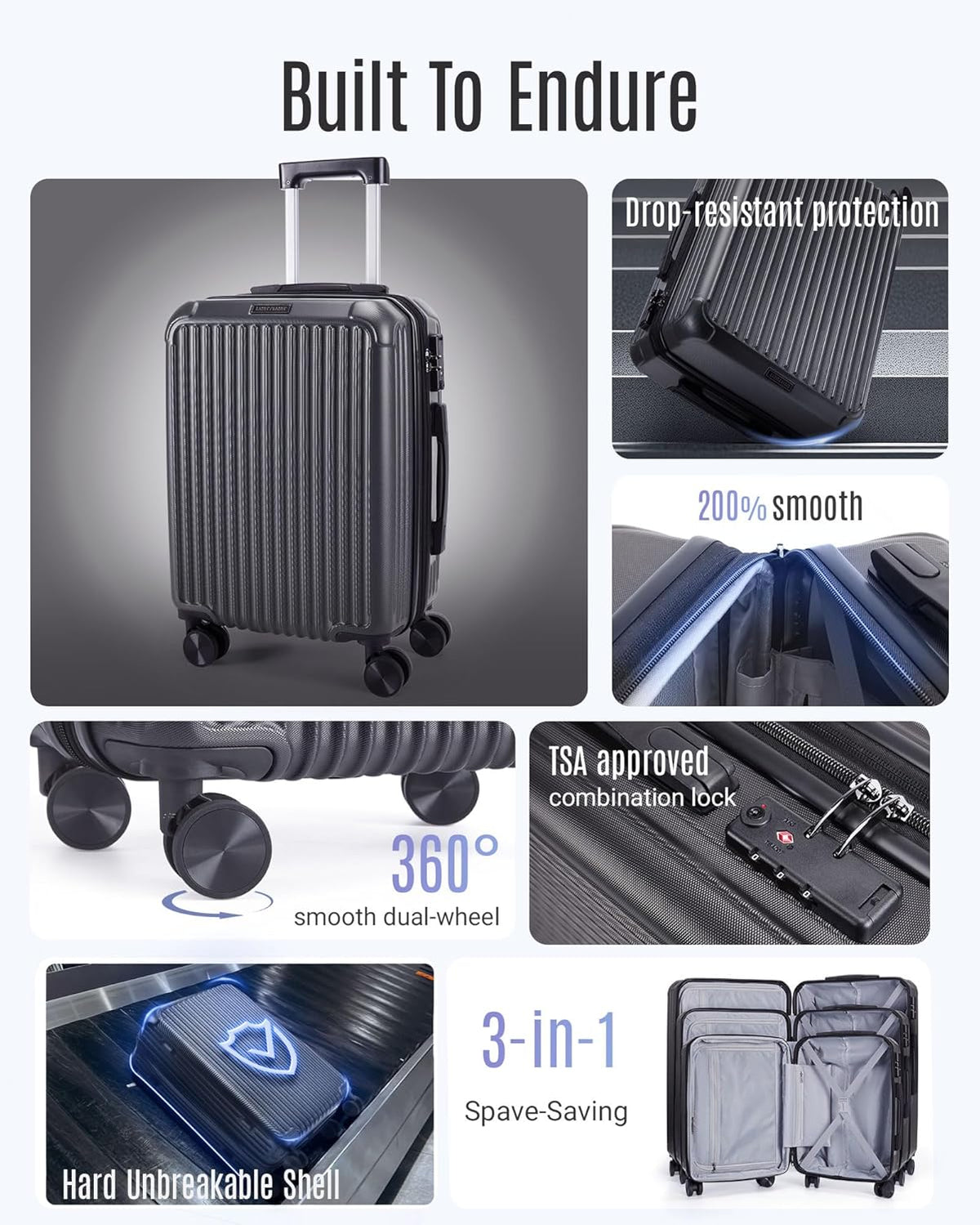Carry On Luggage 22x14x9 Airline Approved, Dark Green | Airline Approved, Hard Shell with Wheels, Expandable Hardside, Lightweight, TSA Lock