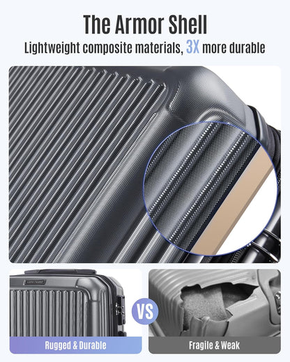 Carry On Luggage 22x14x9 Airline Approved, Dark Green | Airline Approved, Hard Shell with Wheels, Expandable Hardside, Lightweight, TSA Lock