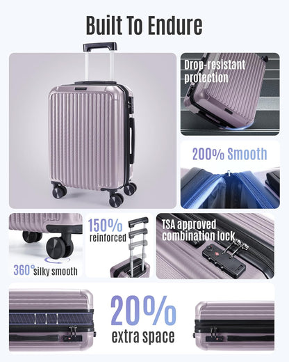 Carry On Luggage 22x14x9 Airline Approved, Dark Green | Airline Approved, Hard Shell with Wheels, Expandable Hardside, Lightweight, TSA Lock