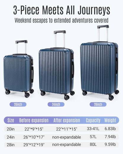 Carry On Luggage 22x14x9 Airline Approved, Dark Green | Airline Approved, Hard Shell with Wheels, Expandable Hardside, Lightweight, TSA Lock