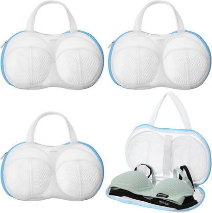 4pcs Bra Washing Bags for Laundry mesh laundry bags Bra Washer Protector Underwear Brassiere Bag Set for Washing Machine With Zipper bras laundrys bag Women Delicates Blue (A to C Cups)