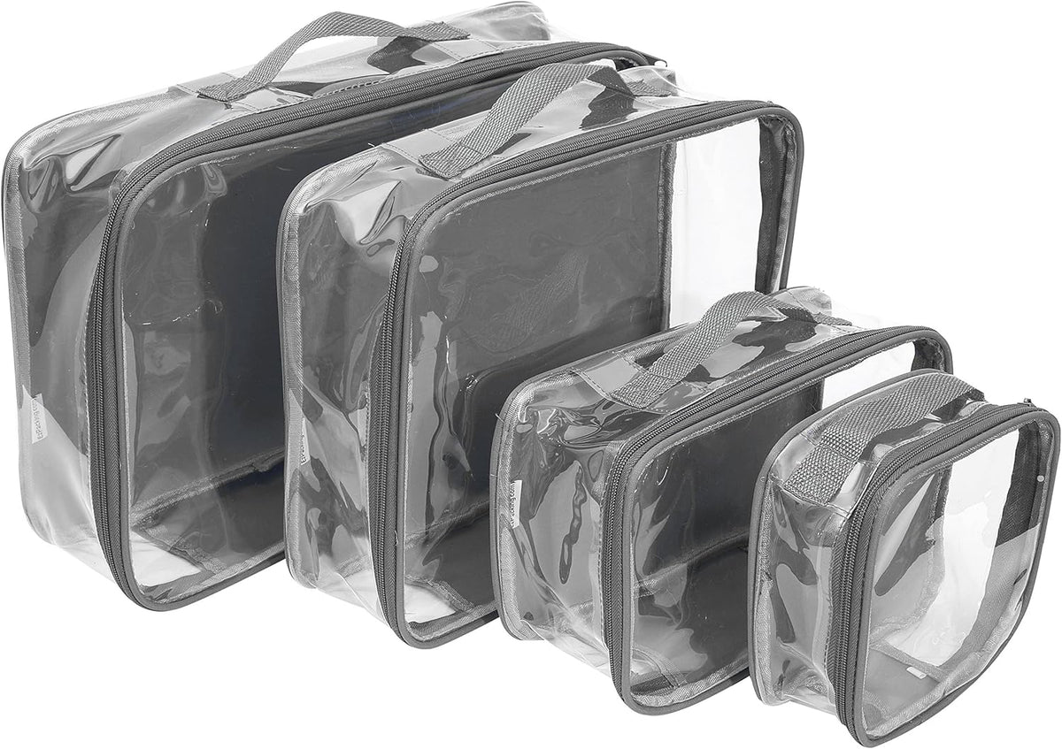 Clear Packing Cubes set of 4 / Packs 7-10 Days of Clothes/Premium PVC Plastic Storage Bags
