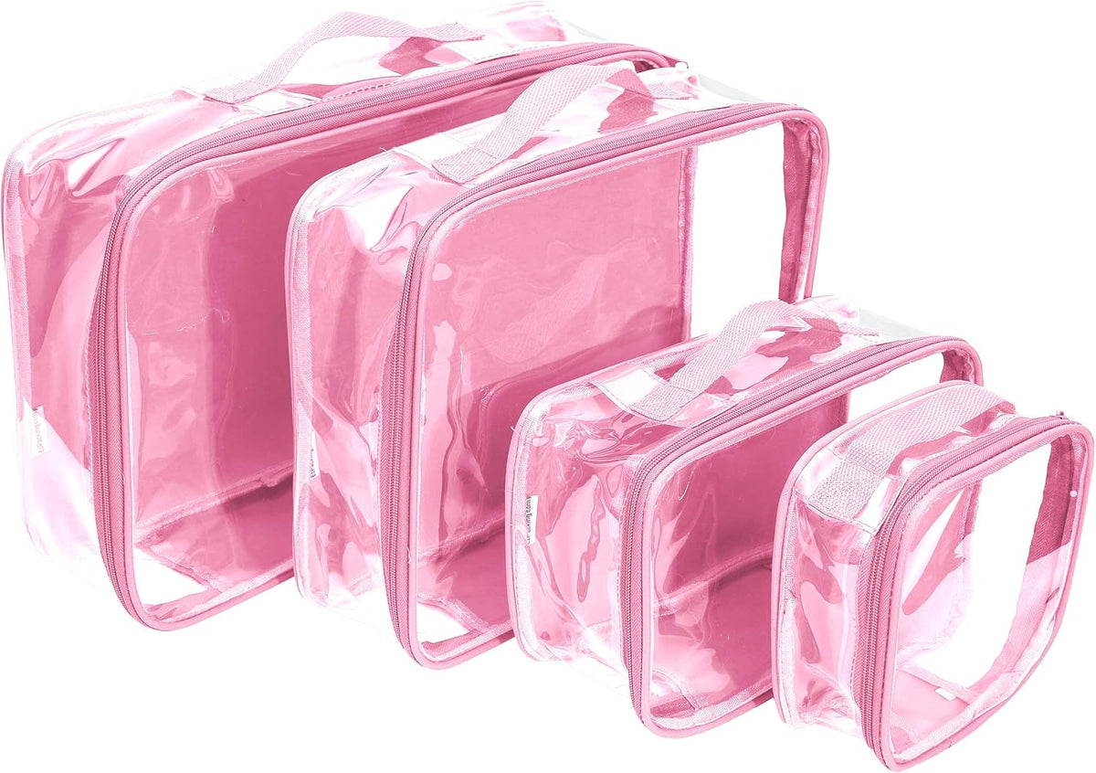 Clear Packing Cubes set of 4 / Packs 7-10 Days of Clothes/Premium PVC Plastic Storage Bags