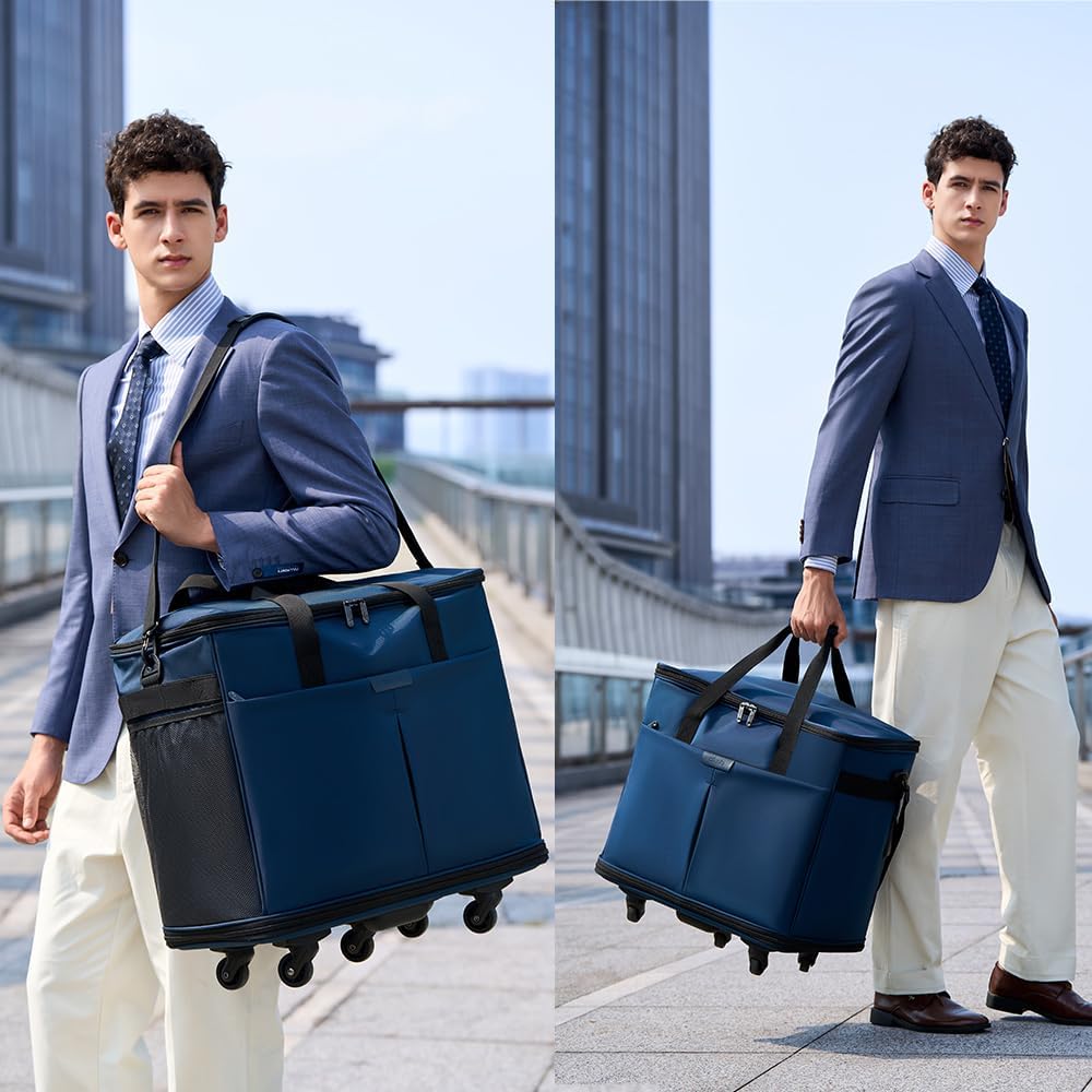 Large Capacity Rolling Duffle Bag,Expandable Foldable Suitcase for Travel,Collapsible Luggage Duffel Overnight Weekend Bags without Telescoping Handle