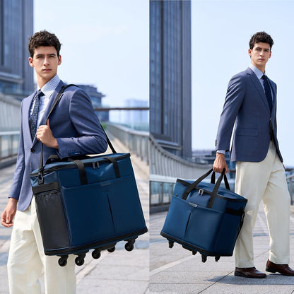 Large Capacity Rolling Duffle Bag,Expandable Foldable Suitcase for Travel,Collapsible Luggage Duffel Overnight Weekend Bags without Telescoping Handle