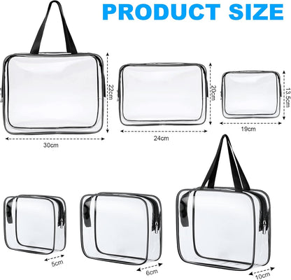 4-Pack Clear Wash & Makeup Bags TSA Approved Makeup Bags, PVC Waterproof Travel Wash Bags for Family, Men, Women (Large, Medium, Small, Minimum)