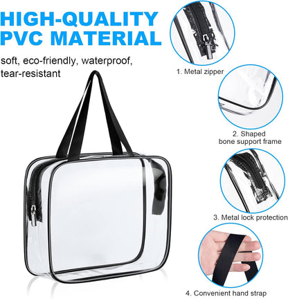 4-Pack Clear Wash & Makeup Bags TSA Approved Makeup Bags, PVC Waterproof Travel Wash Bags for Family, Men, Women (Large, Medium, Small, Minimum)