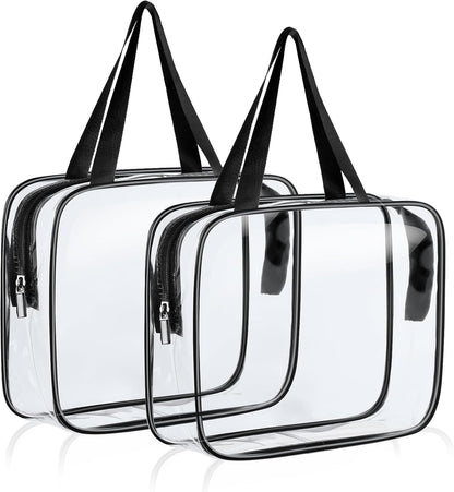 4-Pack Clear Wash & Makeup Bags TSA Approved Makeup Bags, PVC Waterproof Travel Wash Bags for Family, Men, Women (Large, Medium, Small, Minimum)
