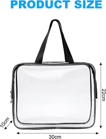 4-Pack Clear Wash & Makeup Bags TSA Approved Makeup Bags, PVC Waterproof Travel Wash Bags for Family, Men, Women (Large, Medium, Small, Minimum)