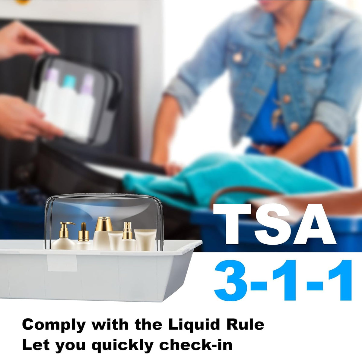 4-Pack Clear Wash & Makeup Bags TSA Approved Makeup Bags, PVC Waterproof Travel Wash Bags for Family, Men, Women (Large, Medium, Small, Minimum)