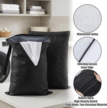 2 Pcs Black Swimsuit Wet Bag, Machine Washable Wet Dry Bags, Waterproof Bag for Dirty Clothes, Travel Laundry Bags for Gym Beach Pool Drying(16×20 Inch)