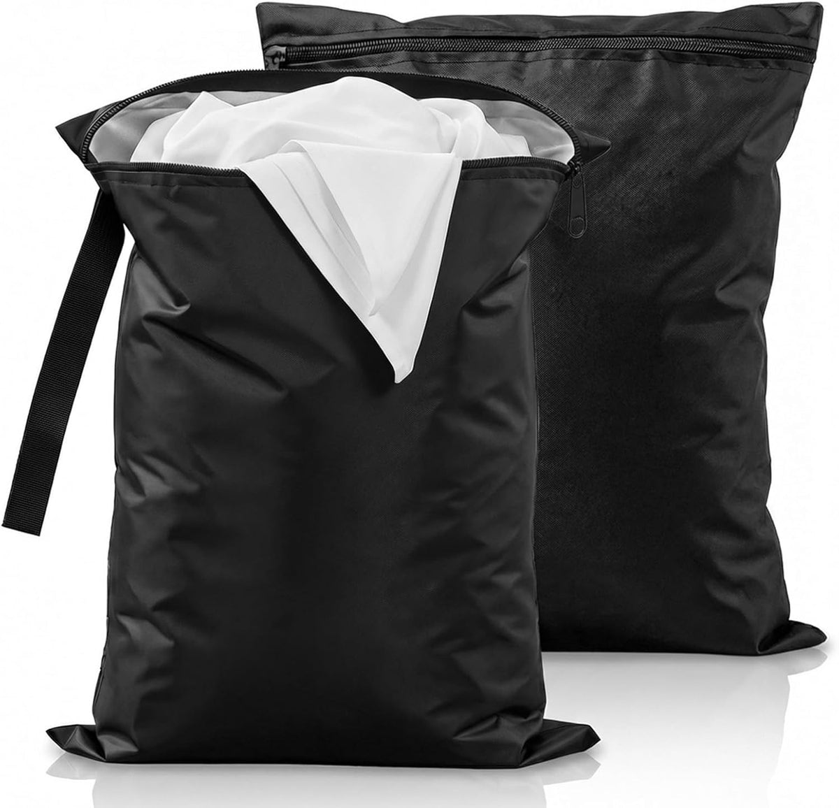 2 Pcs Black Swimsuit Wet Bag, Machine Washable Wet Dry Bags, Waterproof Bag for Dirty Clothes, Travel Laundry Bags for Gym Beach Pool Drying(16×20 Inch)