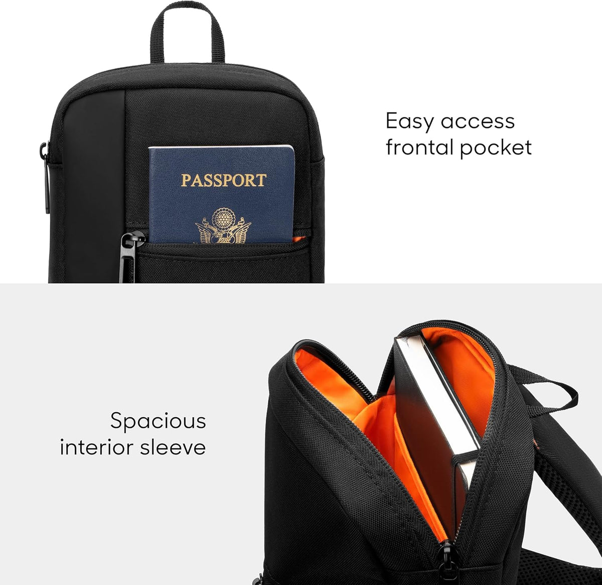 Crossbody Bag, Water Resistant Sling Backpack for Men,Women Daypack Cross Body Shoulder Chest Bag for Travel, Hiking, Outdoor Black (Signature Collection)
