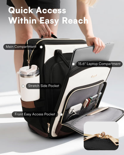 Rolling Backpack for Women, Travel Backpack with Wheels, Vertical Storage Wheeled Laptop Backpack, Underseat Carry on Luggage for College Business Work, Stylish Rolling Laptop Bag, Grey Brown
