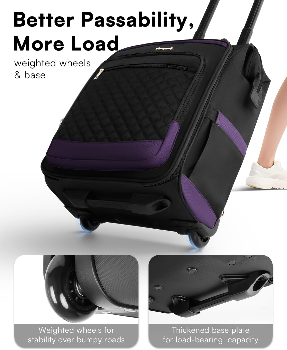 Rolling Backpack for Women, Travel Backpack with Wheels, Vertical Storage Wheeled Laptop Backpack, Underseat Carry on Luggage for College Business Work, Stylish Rolling Laptop Bag, Grey Brown