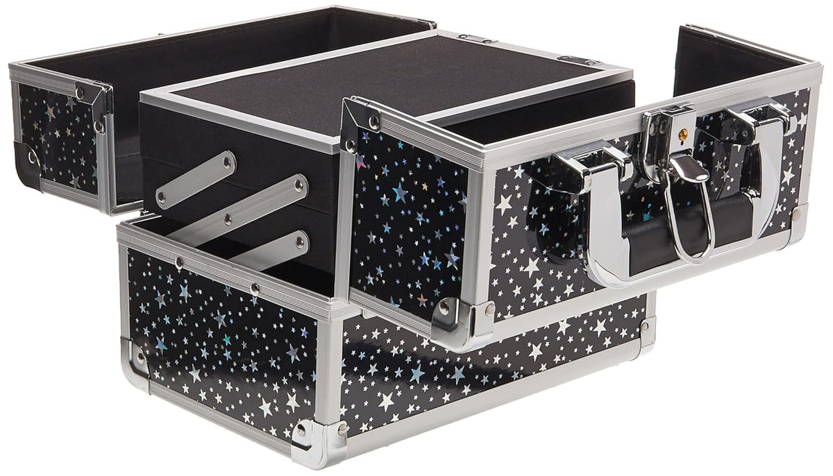 Makeup Train Case Makeup Case Organizer Portable Cosmetic Box Storage with 2 Trays Mirror Locking Make Up Travel Case for Nail Kits Cosmetics Craft Traveling Makeup Box Mermaid Pink