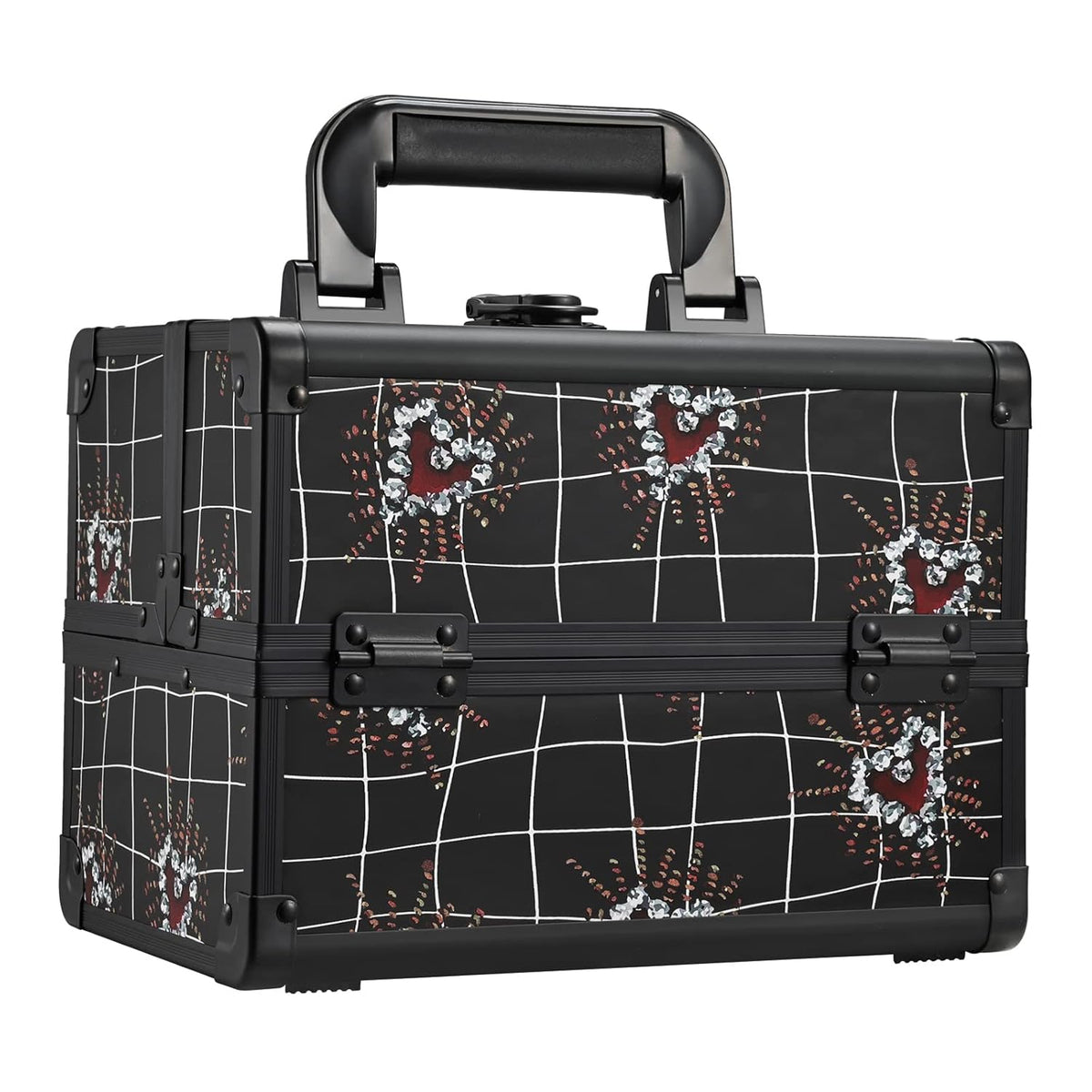Makeup Train Case Makeup Case Organizer Portable Cosmetic Box Storage with 2 Trays Mirror Locking Make Up Travel Case for Nail Kits Cosmetics Craft Traveling Makeup Box Mermaid Pink