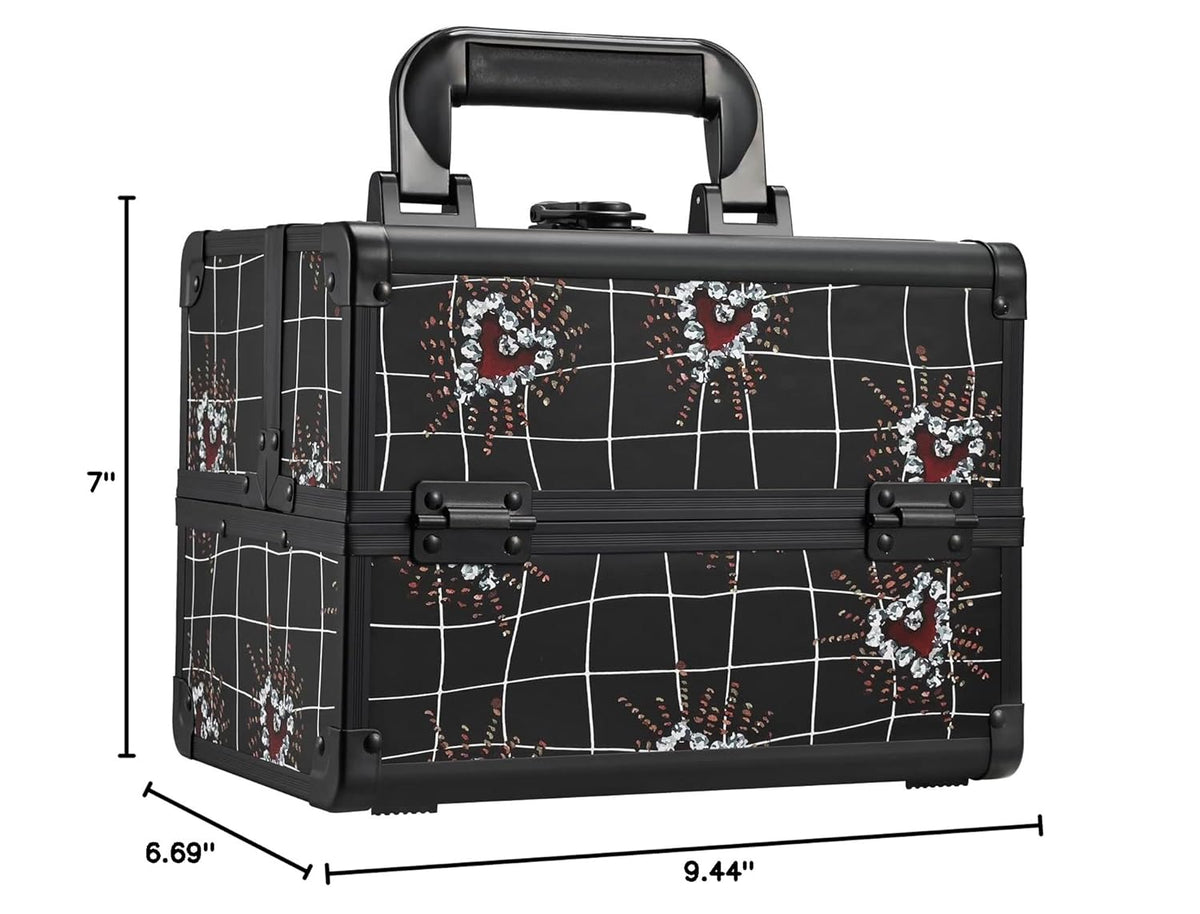 Makeup Train Case Makeup Case Organizer Portable Cosmetic Box Storage with 2 Trays Mirror Locking Make Up Travel Case for Nail Kits Cosmetics Craft Traveling Makeup Box Mermaid Pink