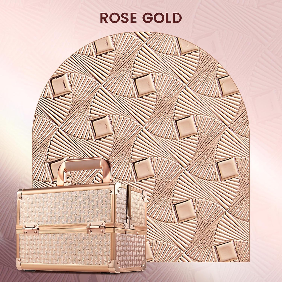 Makeup Train Case Makeup Case Organizer Portable Cosmetic Box Storage with 2 Trays Mirror Locking Make Up Travel Case for Nail Kits Cosmetics Craft Traveling Makeup Box Mermaid Pink