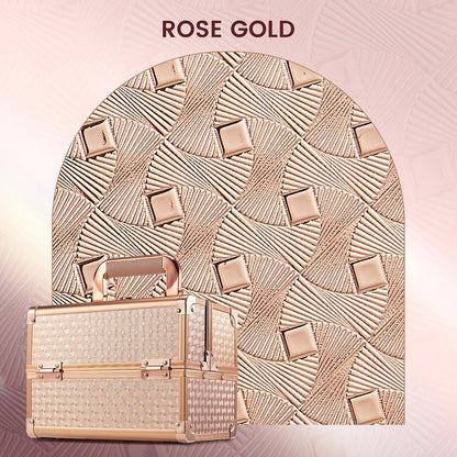 Makeup Train Case Makeup Case Organizer Portable Cosmetic Box Storage with 2 Trays Mirror Locking Make Up Travel Case for Nail Kits Cosmetics Craft Traveling Makeup Box Mermaid Pink