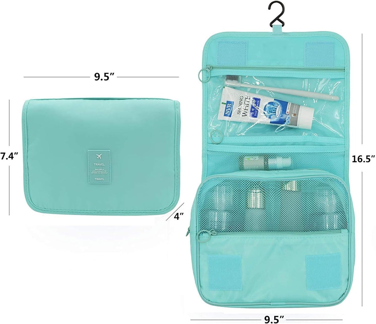 Travel Hanging Toiletry Bag Cosmetic Bag Makeup Organizers for Men & Women with Sturdy Hook (Blue flower)