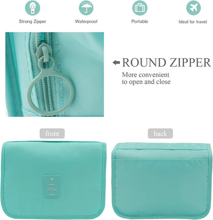 Travel Hanging Toiletry Bag Cosmetic Bag Makeup Organizers for Men & Women with Sturdy Hook (Blue flower)