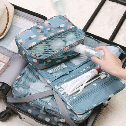 Travel Hanging Toiletry Bag Cosmetic Bag Makeup Organizers for Men & Women with Sturdy Hook (Blue flower)