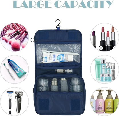 Travel Hanging Toiletry Bag Cosmetic Bag Makeup Organizers for Men & Women with Sturdy Hook (Blue flower)