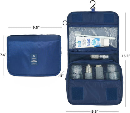Travel Hanging Toiletry Bag Cosmetic Bag Makeup Organizers for Men & Women with Sturdy Hook (Blue flower)