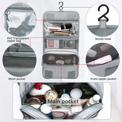 Travel Hanging Toiletry Bag Cosmetic Bag Makeup Organizers for Men & Women with Sturdy Hook (Blue flower)