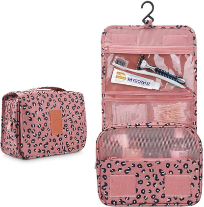 Travel Hanging Toiletry Bag Cosmetic Bag Makeup Organizers for Men & Women with Sturdy Hook (Blue flower)