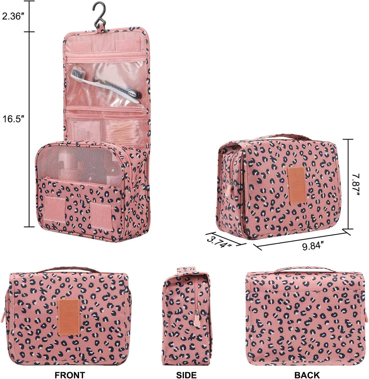 Travel Hanging Toiletry Bag Cosmetic Bag Makeup Organizers for Men & Women with Sturdy Hook (Blue flower)