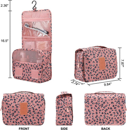 Travel Hanging Toiletry Bag Cosmetic Bag Makeup Organizers for Men & Women with Sturdy Hook (Blue flower)