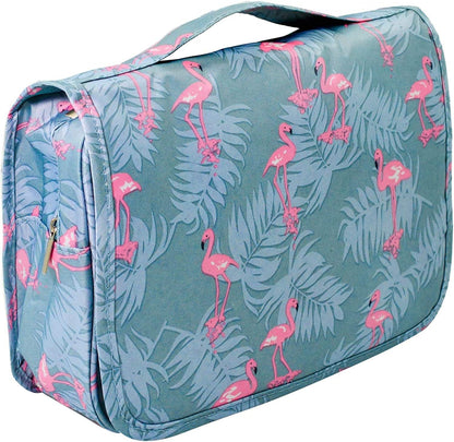 Travel Hanging Toiletry Bag Cosmetic Bag Makeup Organizers for Men & Women with Sturdy Hook (Blue flower)